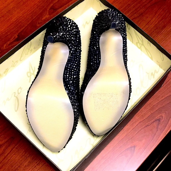 Enzo sparkly embellished Black evening 🍾Platform peep toe pumps - Picture 5 of 5